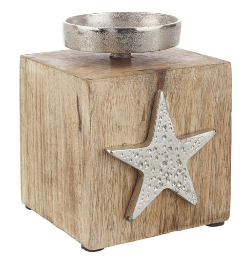 Christmas wooden star candle holder