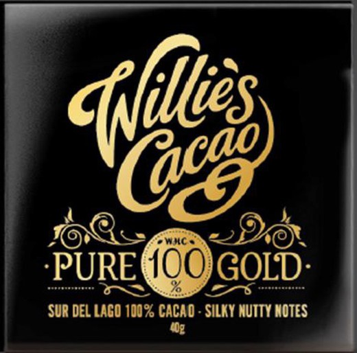 Pure 100% Gold Willie's Cacao Tableta Chocolate 100% Cacao 40 Grs