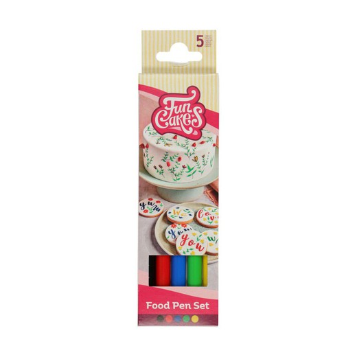 Set di pennarelli commestibili di 5 colori primari funcakes