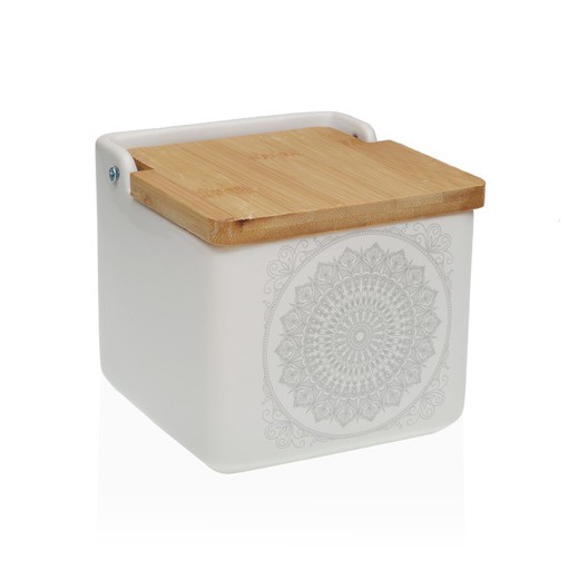 Kitchen Salt Shaker Mandala Design Bamboo Lid