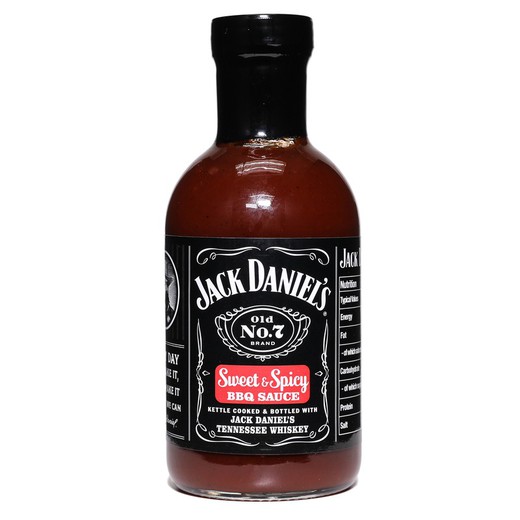 Γλυκό και πικάντικο μπουκάλι σάλτσας μπάρμπεκιου Jack daniel 553 γρ.