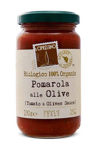 Molho pomarola azeitonas bio il cipressino 190 grs