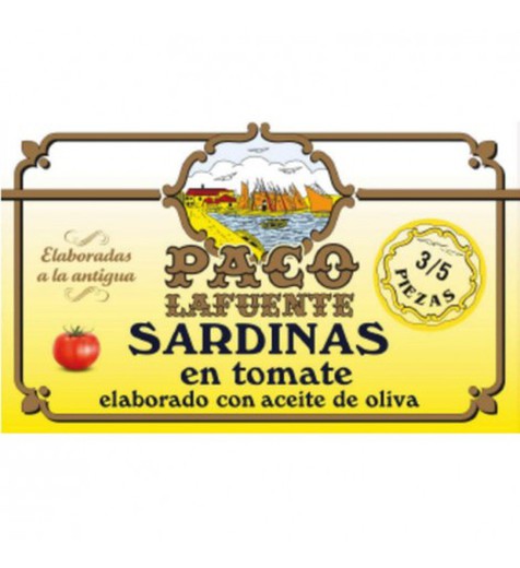 Sardinas en tomate 3/5 pz paco lafuente ol115 g