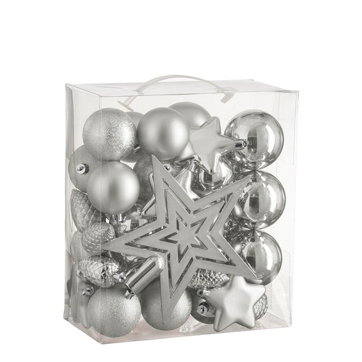 Set 40 Bolas Minis Plata Decoración Arbol Navidad Edelmann