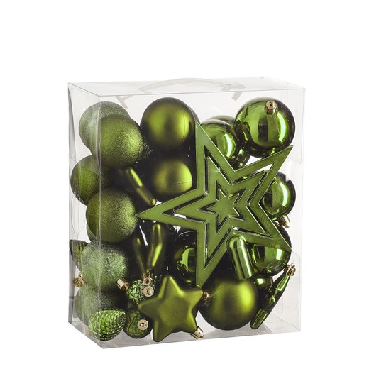 Set of 40 Mini Green Balls Christmas Tree Decoration Edelmann