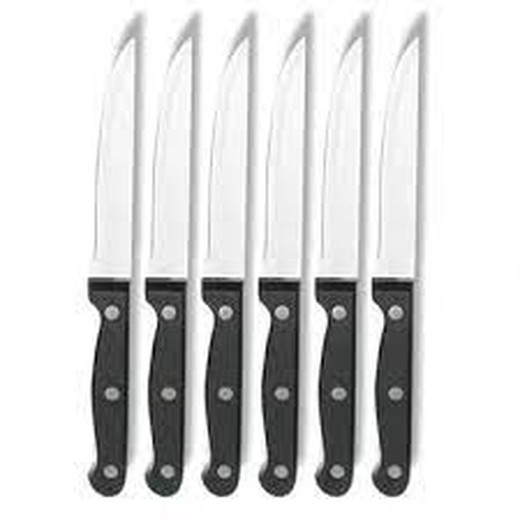 Conjunto de 6 facas para bife lisas Lacor