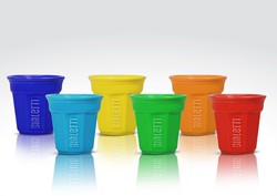 Set med 6 flerfärgade Bialetti presentkaffeglas