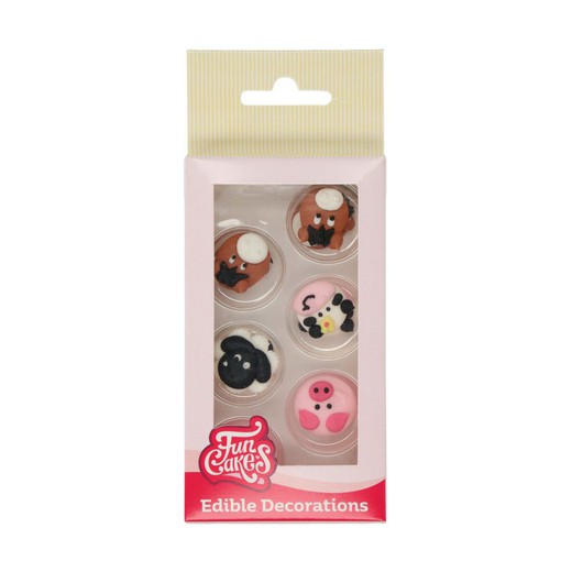 Boerderijdieren dessertdecoratie set 12 stuks funcakes