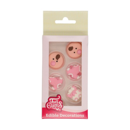 Baby pink σετ διακόσμησης γλυκού 12 τμχ funcakes
