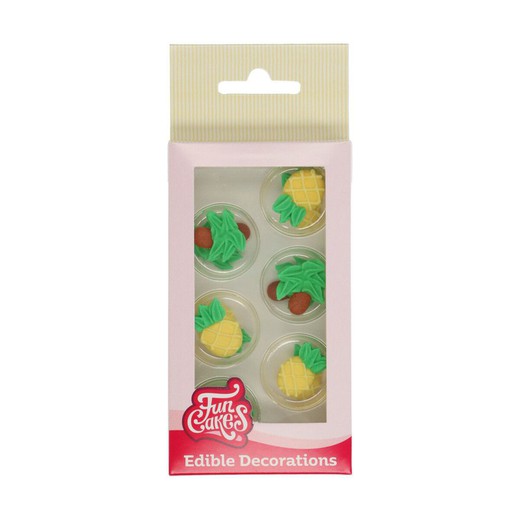 Tropische ananas en palmboom dessertdecoratieset 12 stuks funcakes