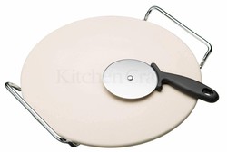 Set 32cm pizza baking stone and cutter wheel