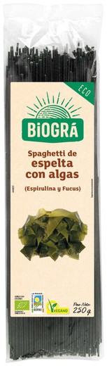 Spaguetti con Algas (Espirulina y Fucus) Ecológico Biogra 250 grs