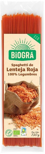 Spaguetti de lenteja roja Legumbres Ecológicas Biogra 250 grs
