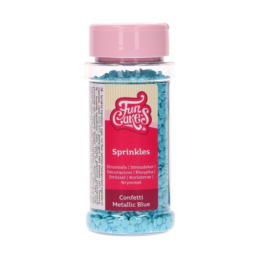 Sprinkle decoración azúcar confeti azul metálico 70 grs funcakes