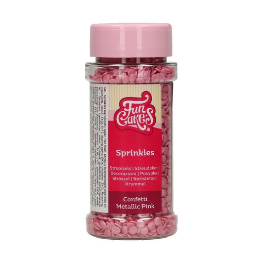 Sprinkle decoración azúcar confeti rosa metálico 70 grs funcakes