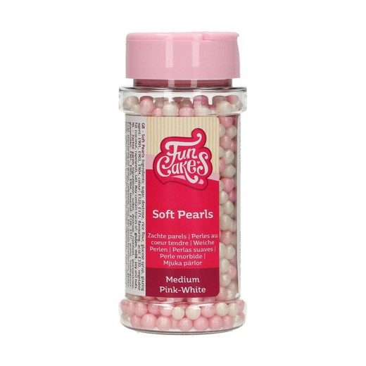 Polvilhe funcakes de pérolas rosa brancas 60 grs