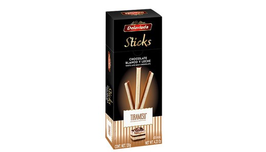 Sticks Palitos Chocolate Leche Y Blanco Tiramisú Delaviuda 120 GRS