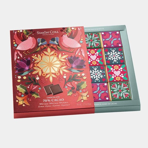 Caixa de presente de Natal de chocolate preto napolitano sortido 12 unidades