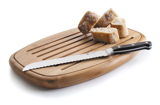 Planche à découper le pain ovale en bambou 40x27x3 cm Lacor