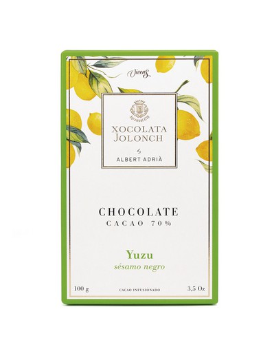 Barra de chocolate 70% cacau yuzu gergelim albert adrià jolonch 100 grs
