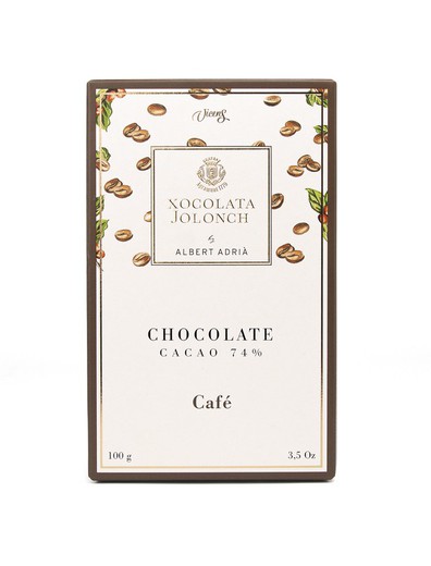 Tableta chocolate 74% cacao de café albert adrià jolonch 100 grs