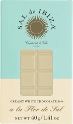 Barra de chocolate branco com flor de sal de Ibiza 40 grs