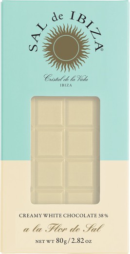 Tableta chocolate blanco con flor de sal de ibiza 80 grs