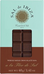 Milk chocolate bar with flower of salt from Ibiza 40 grs