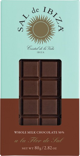 Tablette de chocolat au lait à la fleur de sel d'Ibiza 80 grs