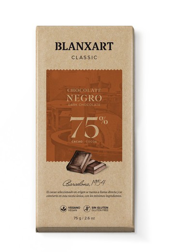 Tableta Chocolate Ghana 75% 75 grs Blanxart