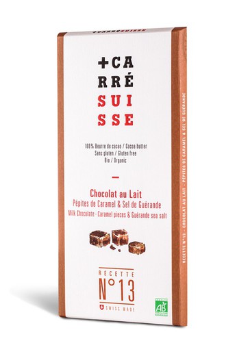 Chocolate leite caramelo sal guérande carré suisse comprimido 100 grs