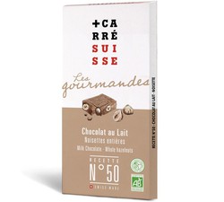 Tablete de chocolate ao leite com avelãs Cacau Carré Suisse 100 grs