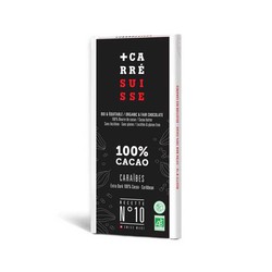 Tableta chocolate negro 100% caribe carré suisse 100 grs