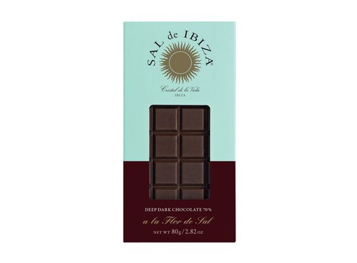70% dark chocolate bar with flower of salt from Ibiza 80 grs