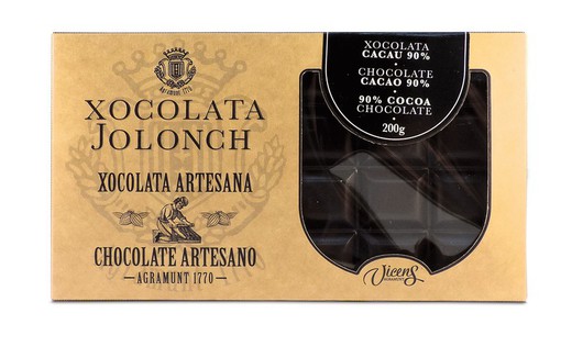 Tableta chocolate negro 90% cacao jolonch 200 grs