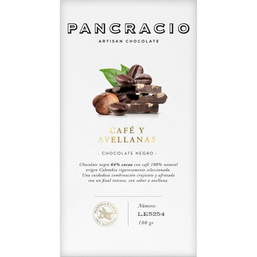 Pancracio Hazelnoot Koffie Pure Chocolade Tablet 100 gr