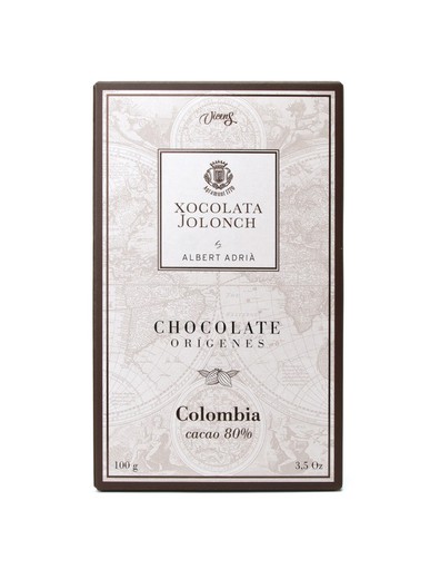 Tablette chocolat origines colombie 80% cacao albert adrià jolonch 100 grs