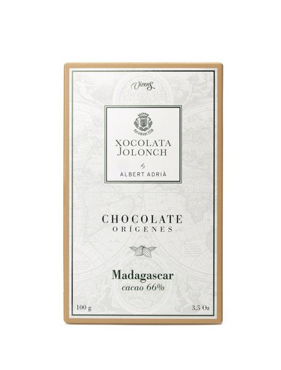Tablette chocolat origines madagascar 66% cacao albert adrià jolonch 100 grs