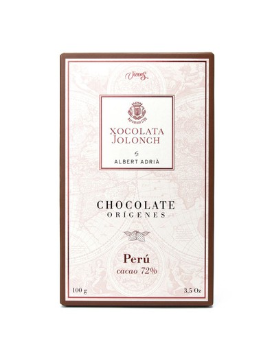 Barretta di cioccolato origini peru 72% cacao albert adrià jolonch 100 gr