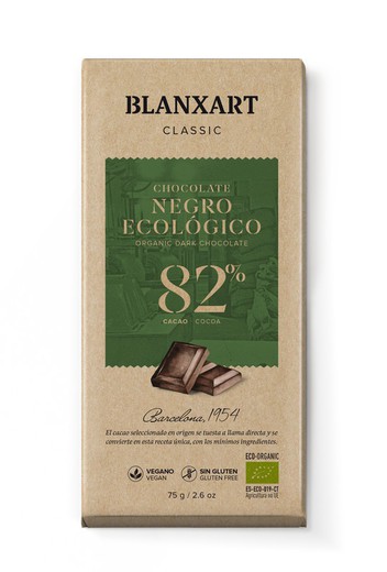 Tableta Chocolate Republica Dominicana 82% 75 grs Blanxart