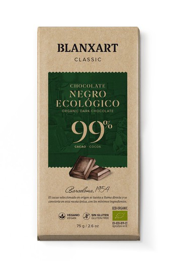 Tableta Chocolate Republica Dominicana 99% 75 grs Blanxart