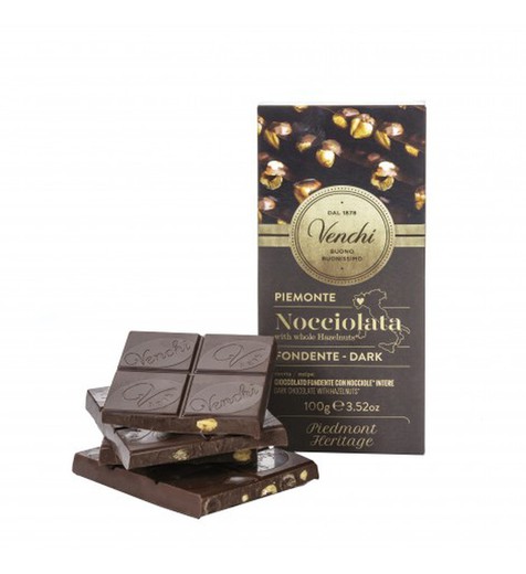 Venchi mörk chokladkaka med hasselnötter 100 g