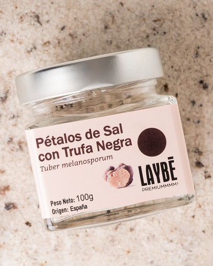 Tarro cristal Pétalos de Sal con Trufa Negra Melanosporum Laybé Especies Gourmet 100g
