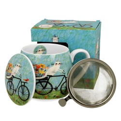 Taza Infusiones Gato Bici 43 Cl Porcelana Duo Art Gallery