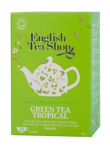 Té bio verde frutas tropicales 40g english tea shop