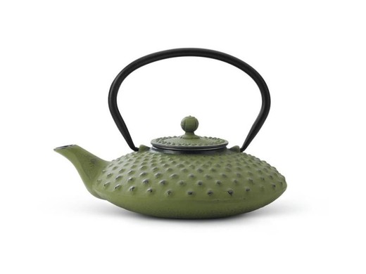 0.8l kettle with filter xilin green cast iron bredemeijer