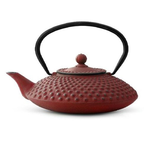 1.2l teapot with filter xilin red cast iron bredemeijer