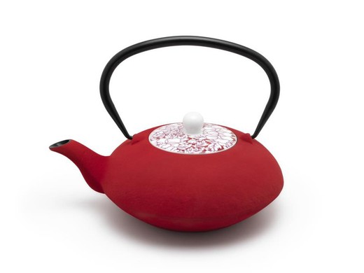 1.2l yantai teapot with filter red cast iron bredemeijer