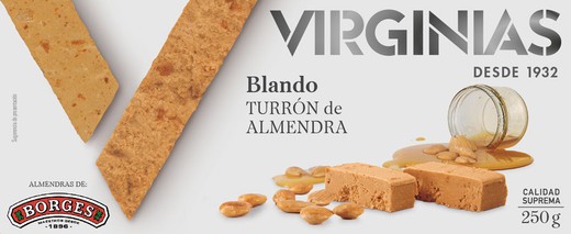 Turrón blando de almendra virginias 250 grs sin gluten