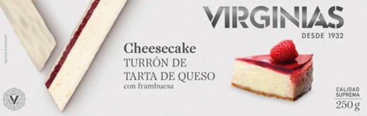 Turrón cheesecake y frambuesa virginias 250 grs sin gluten